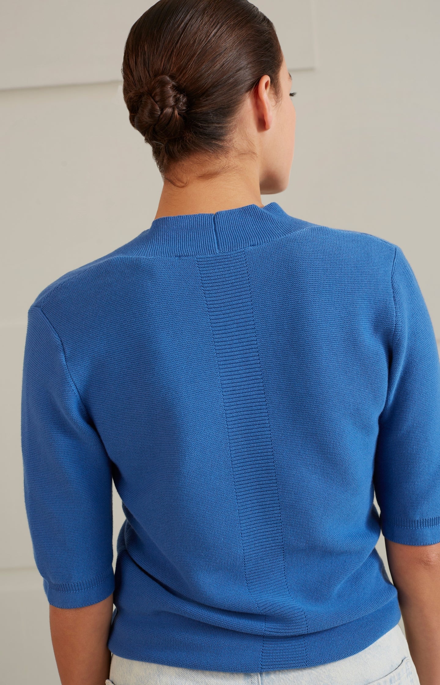 3/4 Sleeve V-Neck Sweater in Cobalt Blue