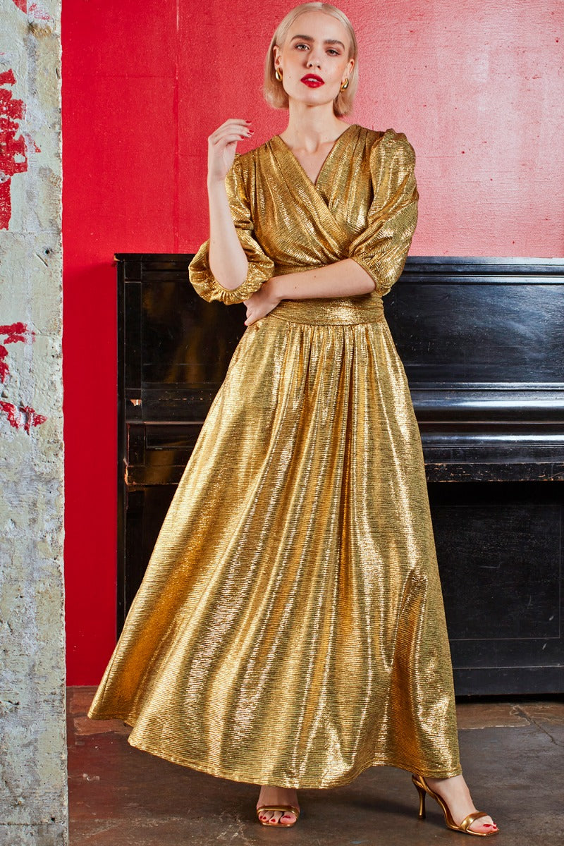 Deborah Dress in Metallic Gold