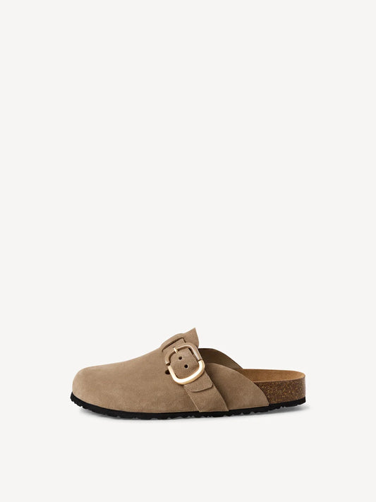 Tamaris Suede Clog in Taupe