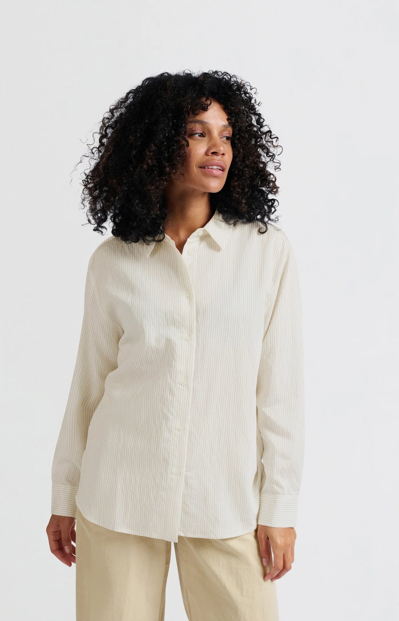Yaya Flowy Pinstripe Blouse in Phantom