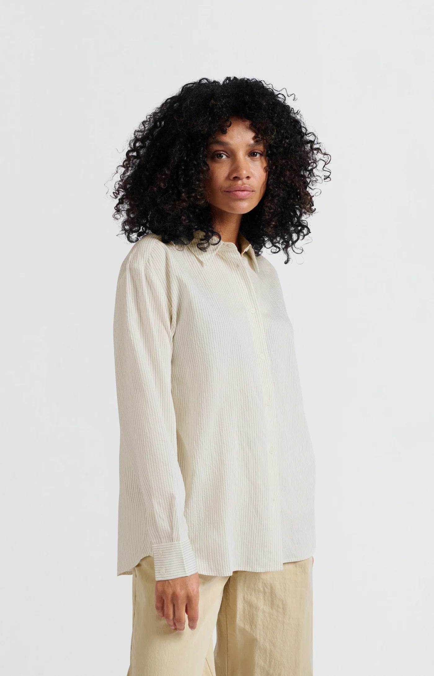 Yaya Flowy Pinstripe Blouse in Phantom