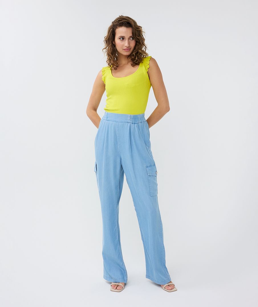 Tencel Cargo Trousers in Light Blue