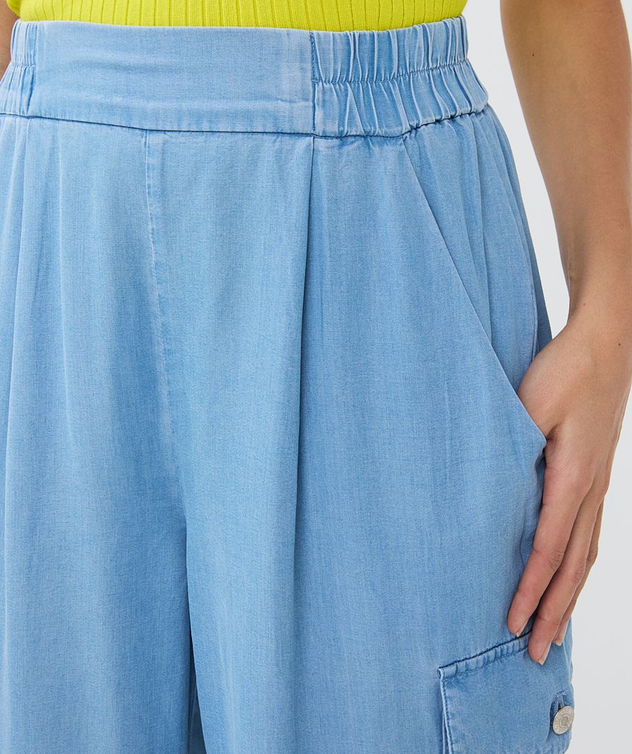Tencel Cargo Trousers in Light Blue