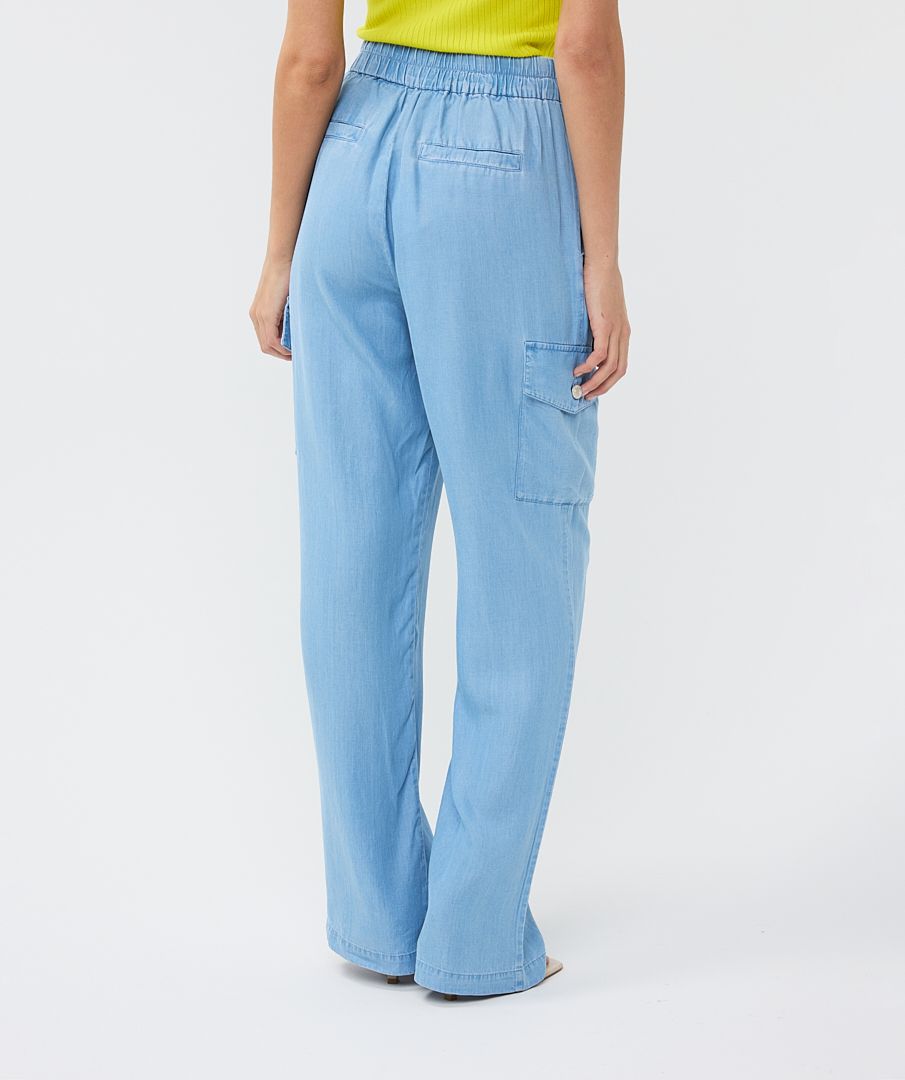 Tencel Cargo Trousers in Light Blue