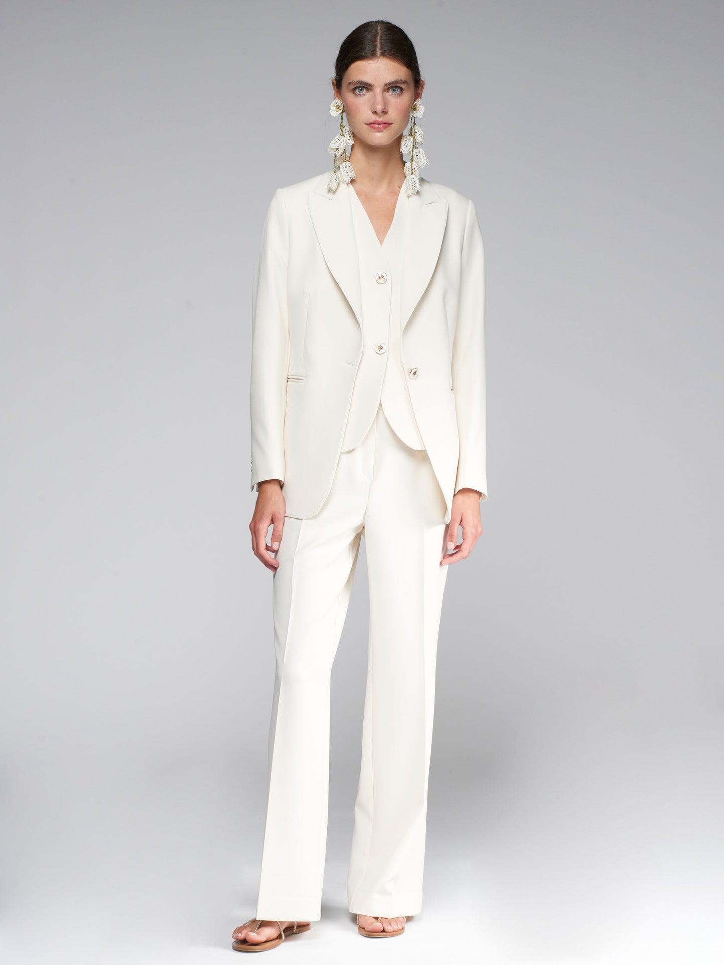 Sophia Crep Blazer in Blanco