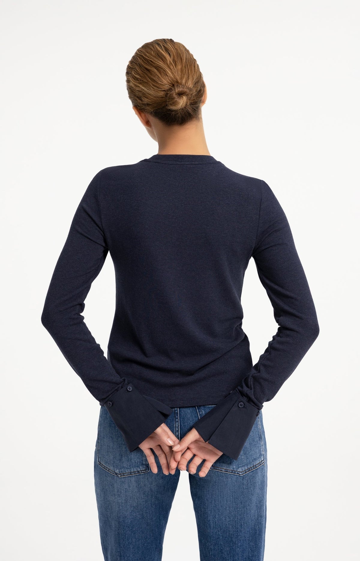 YAYA Jersey Top with Removable Cuffs in Odyssey Grey Melange