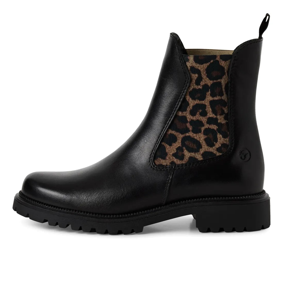 Tamaris Leather Chelsea Boot in Black Leopard