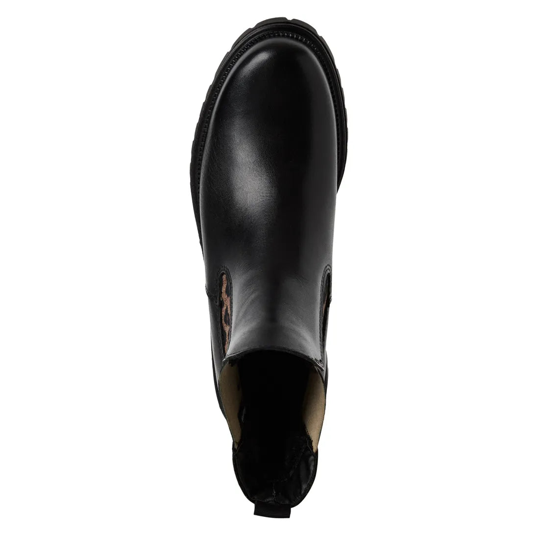 Tamaris Leather Chelsea Boot in Black Leopard