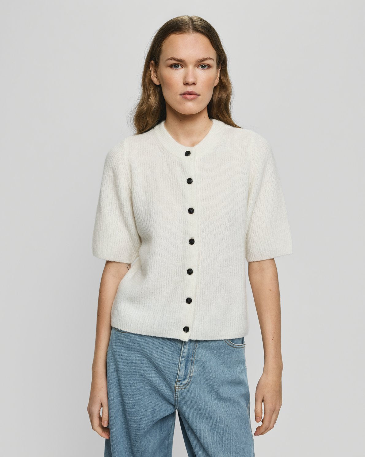 Moss Copenhagen Jinie Hope Cardigan in Egret