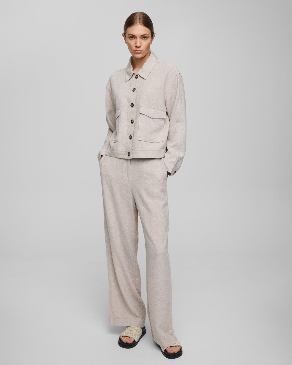 Moss Copenhagen Pennie Ginia Linen Trousers in Sand