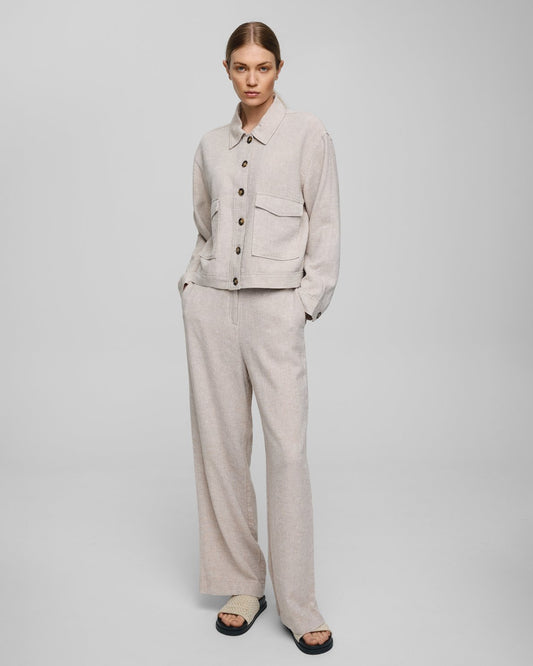 Moss Copenhagen Pennie Ginia Linen Trousers in Sand