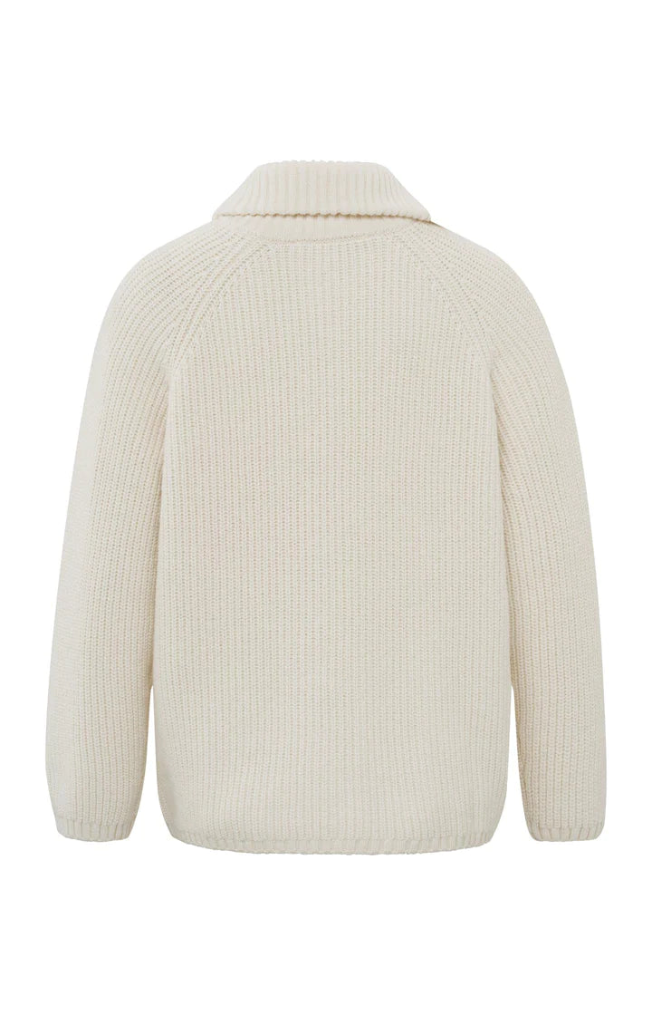 YAYA Ribbed Turtleneck Sweater in Off White