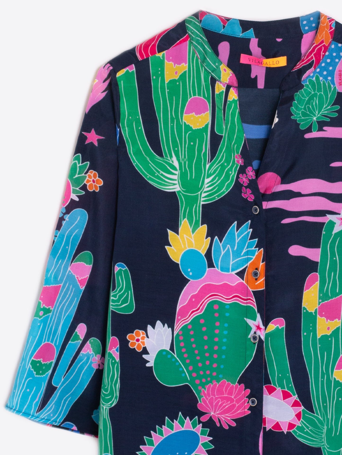 Juliet Shirt in Cactus Navy Print