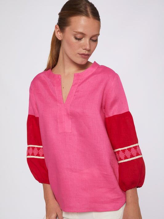 Kaya Linen Shirt in Pink