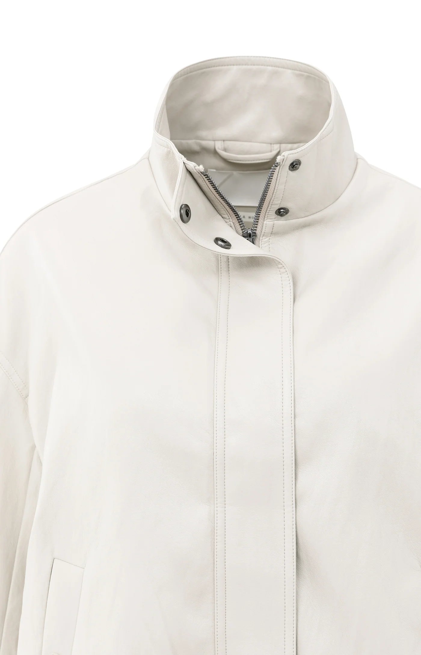 Yaya Short Faux Leather Jacket in Chalk White