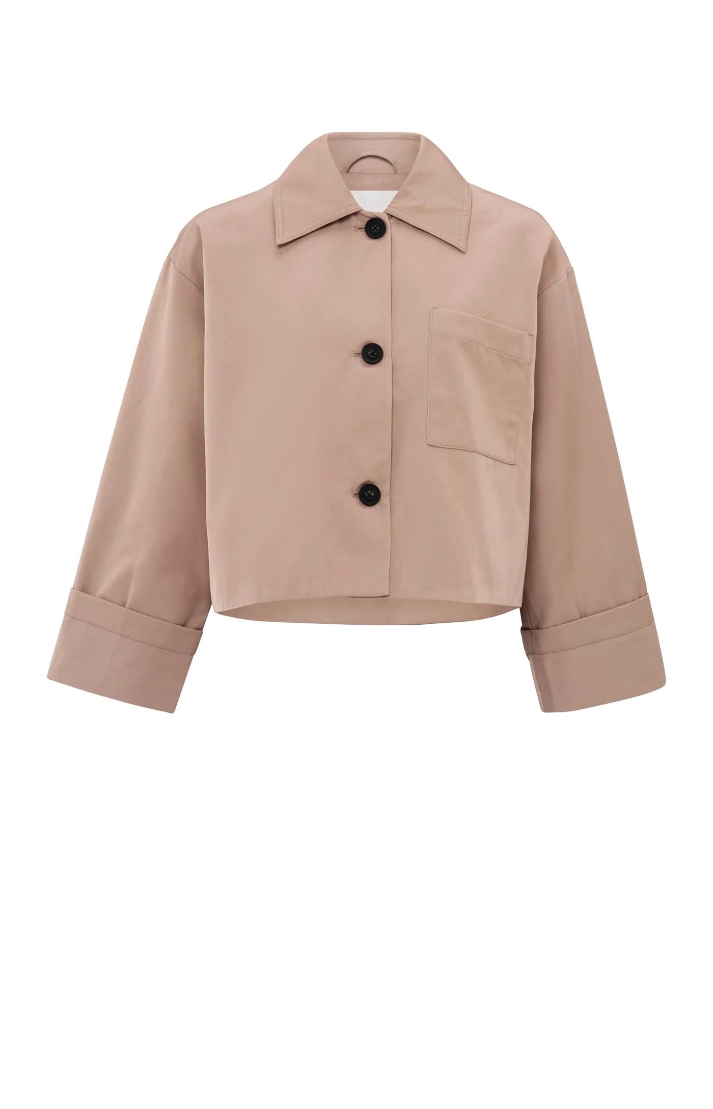 YAYA Heavy Satin Cropped Jacket in Dusty Pink