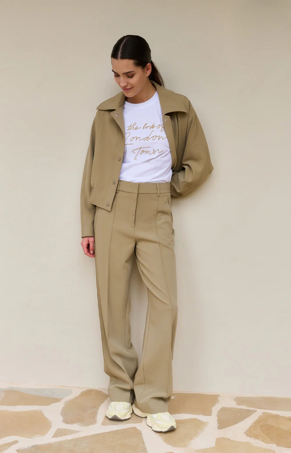 Yaya Short Oversized Jacket in Khaki Green