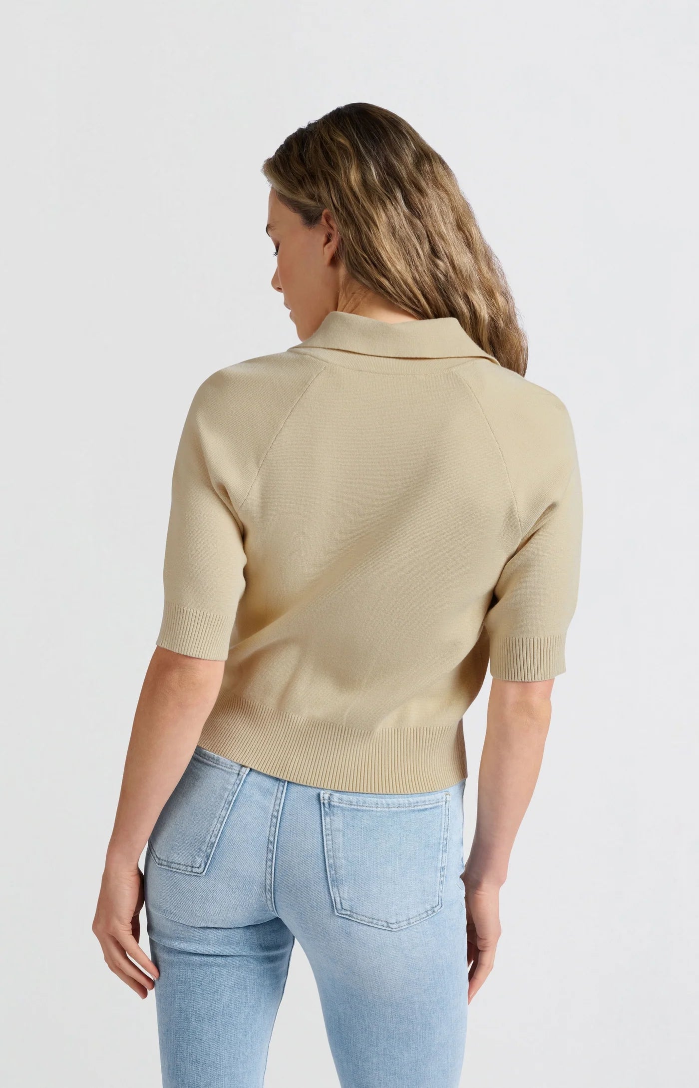 Yaya Short Sleeve Cardigan in Beige