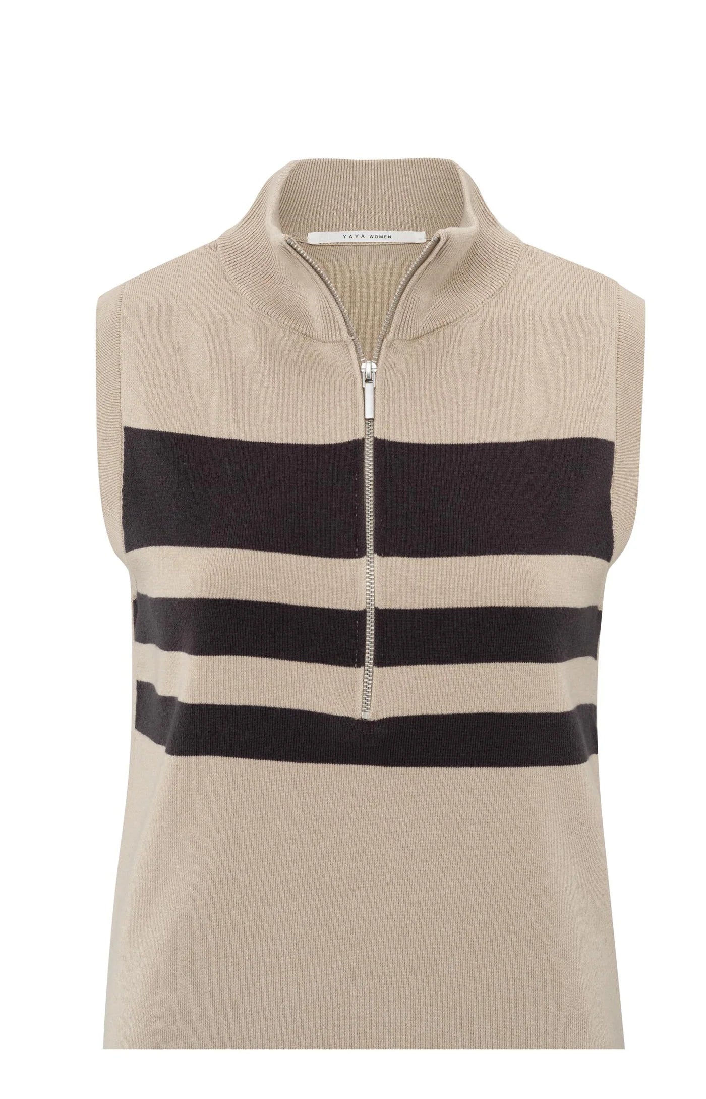 Yaya Sleeveless Zip-up in Humus Beige