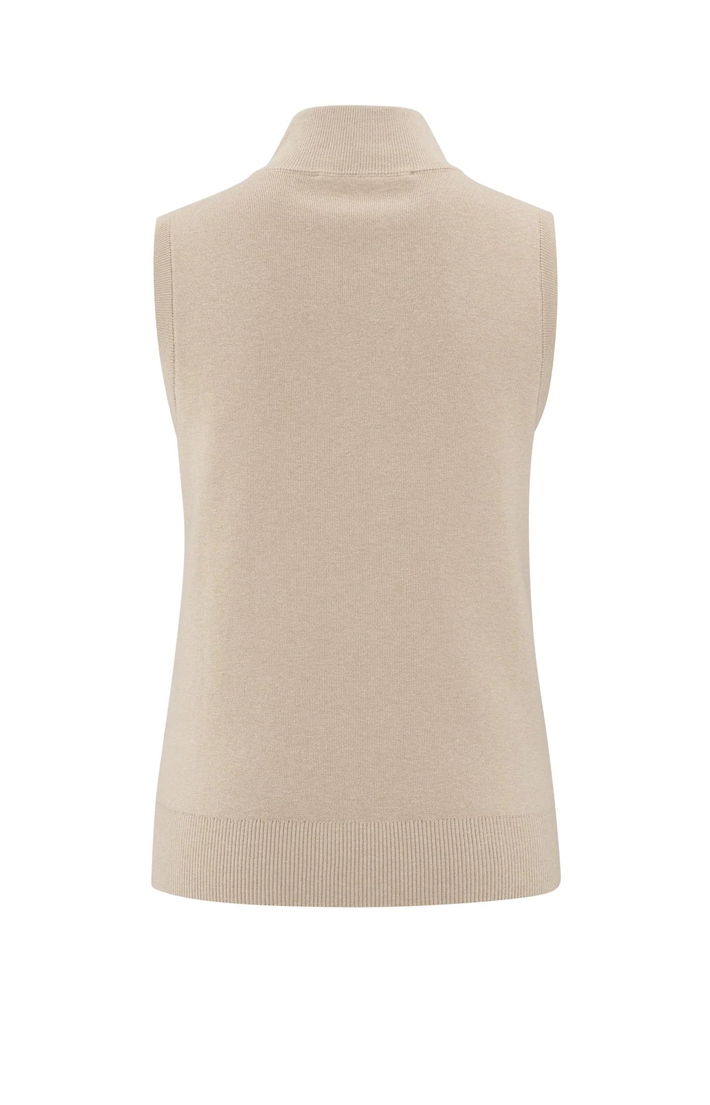 Yaya Sleeveless Zip-up in Humus Beige