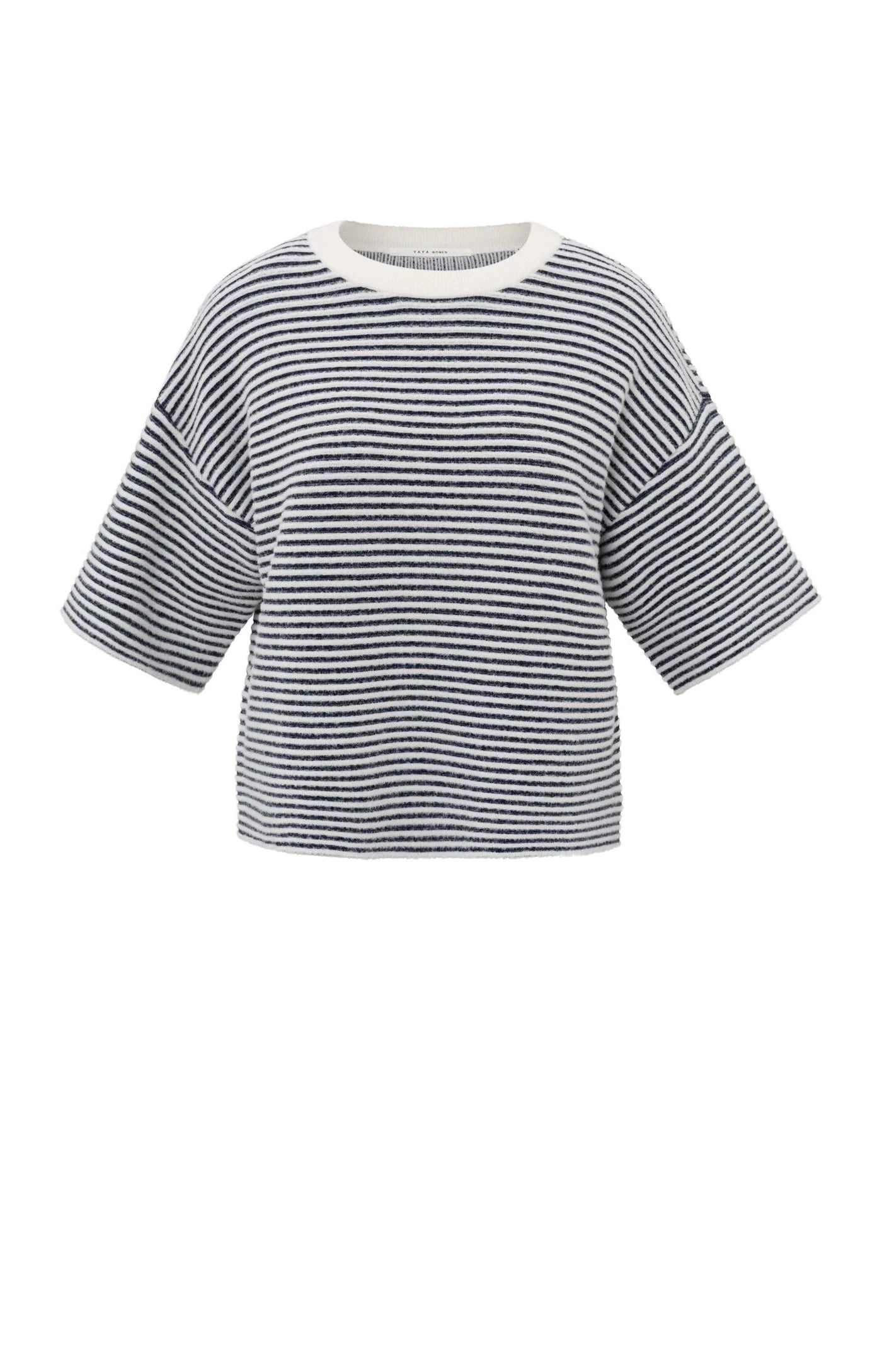 YAYA Striped Fluffy T-Shirt in Off White