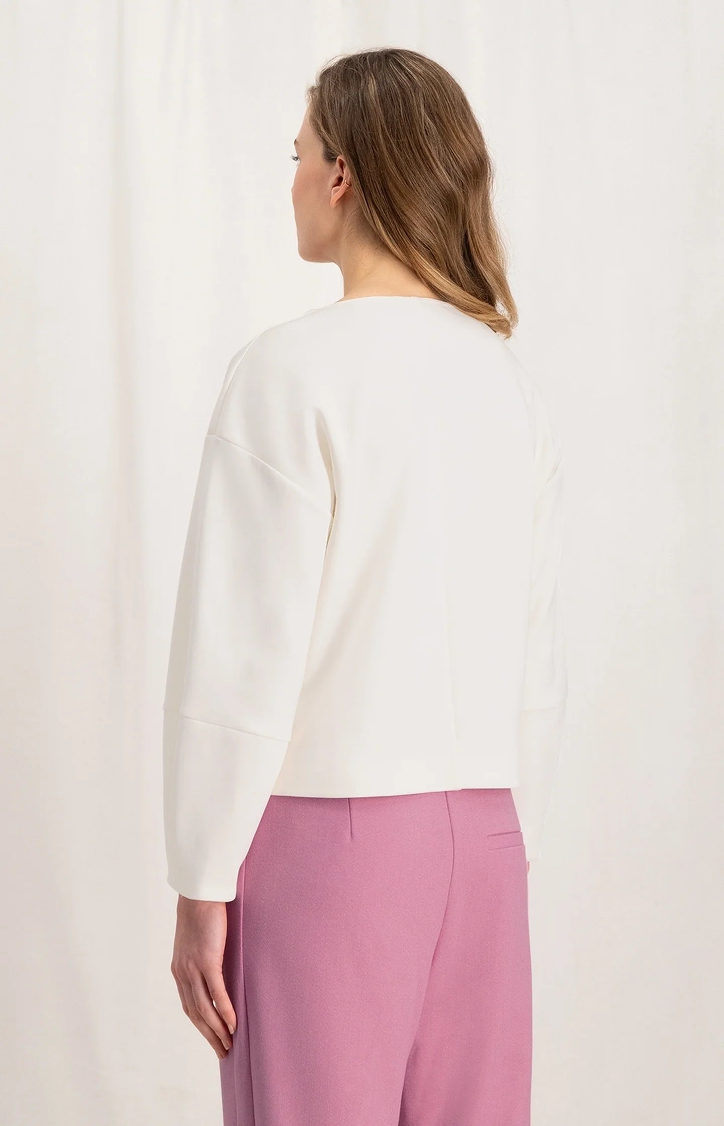 YAYA Sweatshirt with Puff Sleeves in Off White