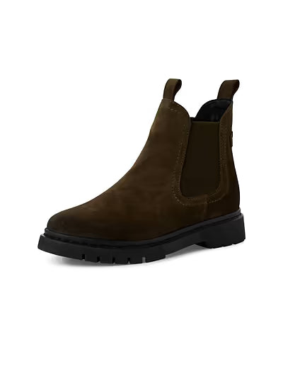 Tamaris Suede Chelsea Boot in Olive