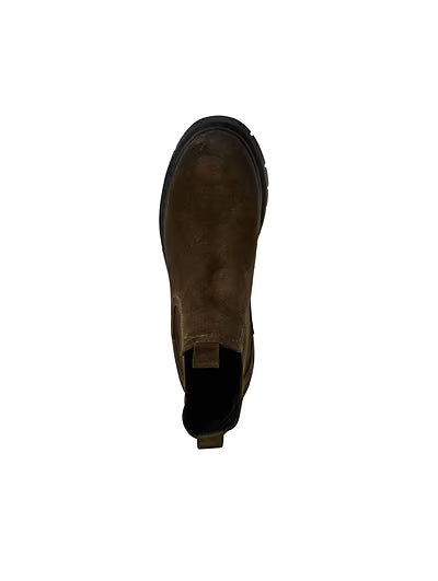 Tamaris Suede Chelsea Boot in Olive
