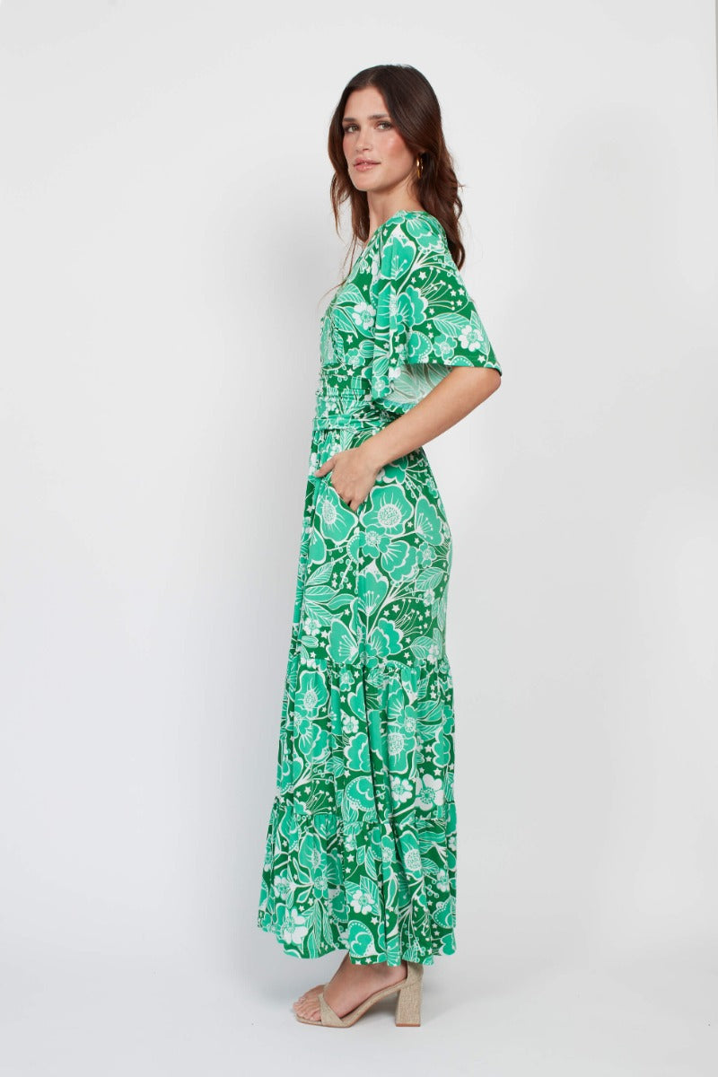 Onjenu Tilly Maxi Dress in Wildflower Green