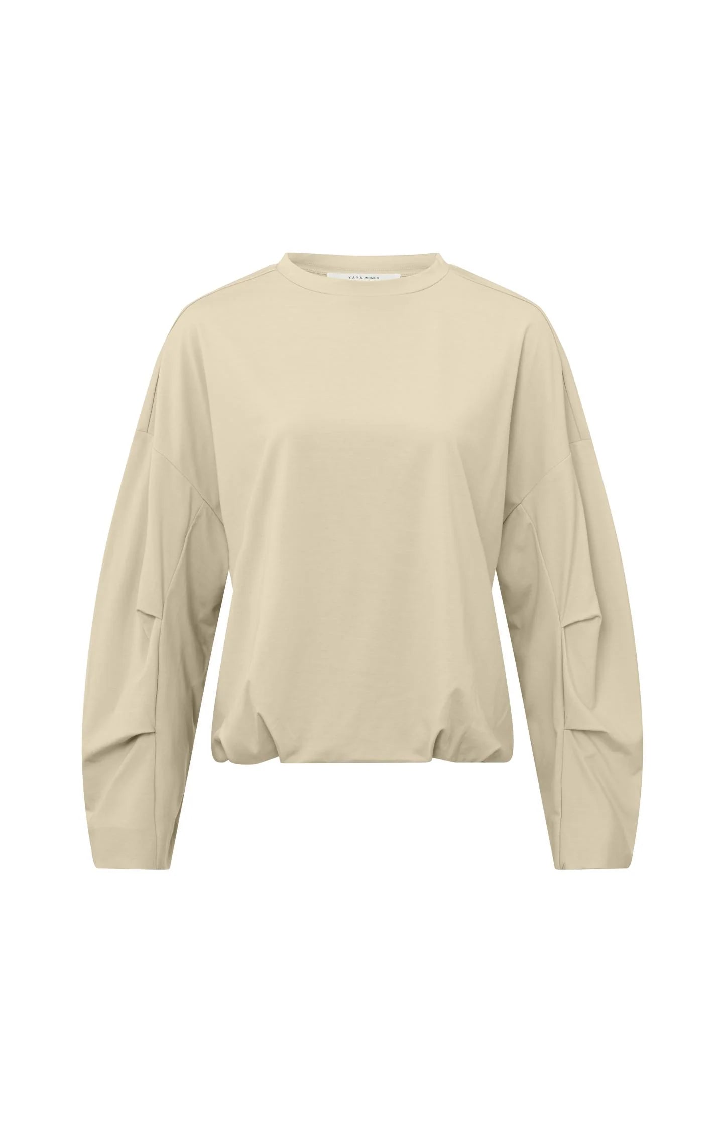 Pleated Crewneck in Summer Sand
