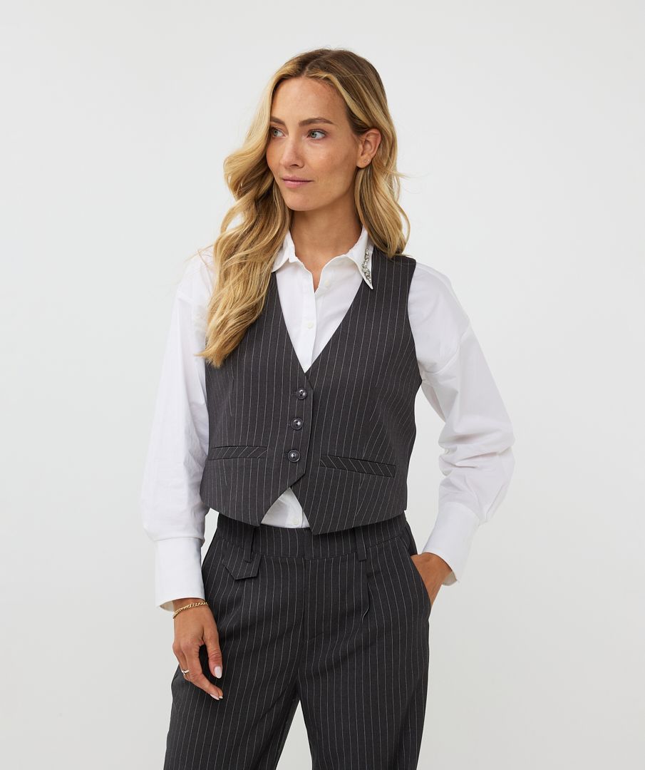 Pinstripe Waistcoat in Dark grey