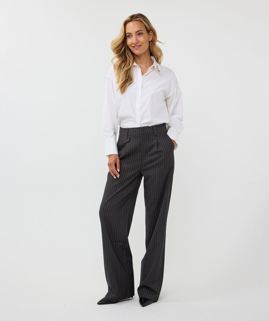 Pinstripe Trousers in Dark grey