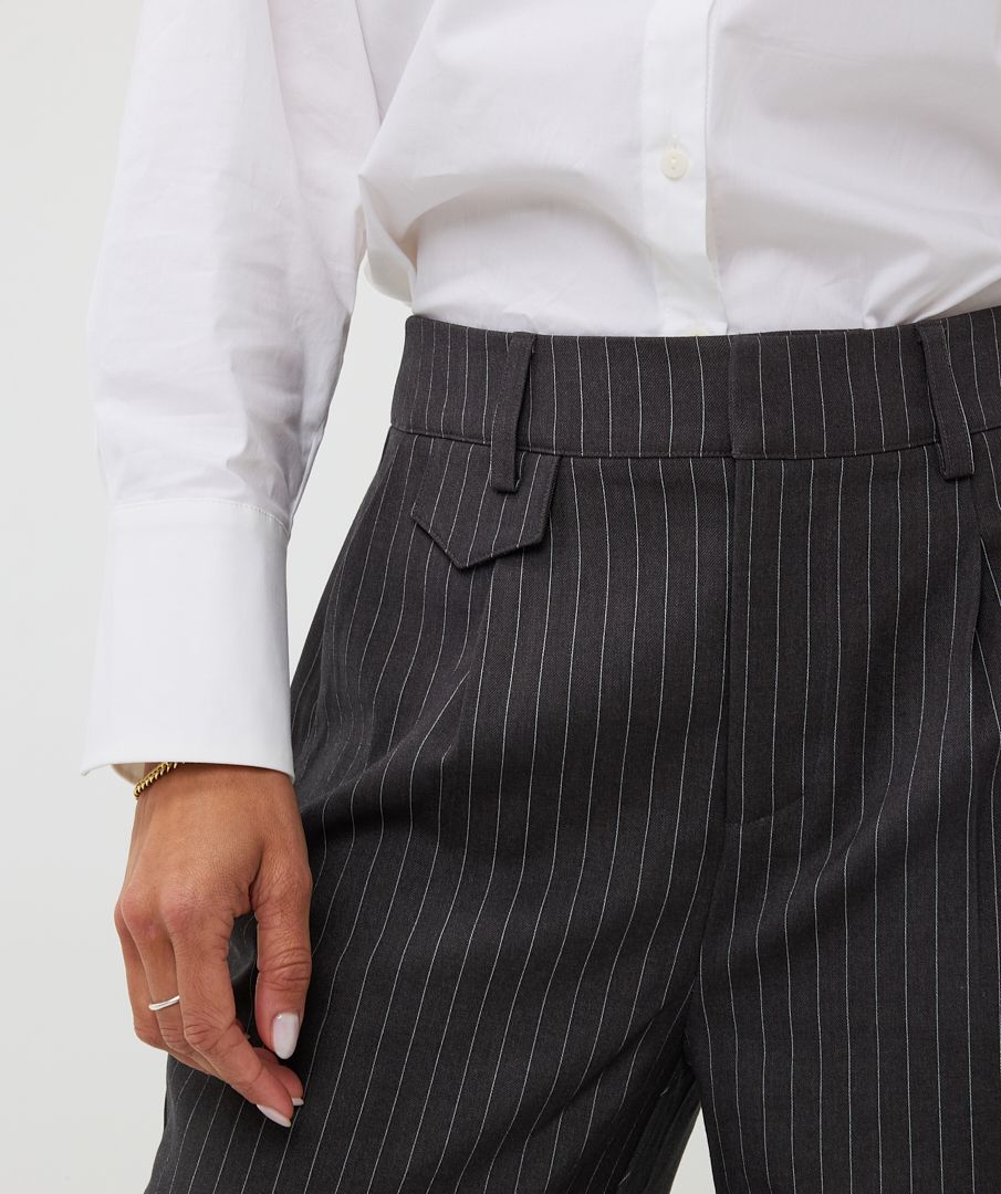 Pinstripe Trousers in Dark grey