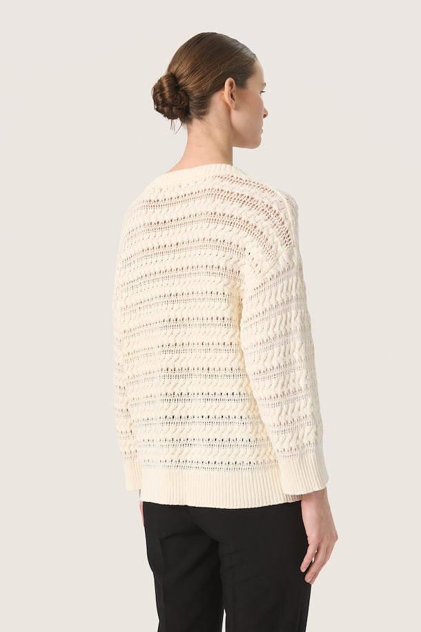 Slyskylah Chunky Knit Pullover in Whisper White