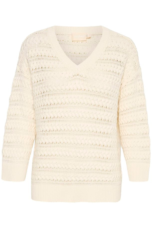 Slyskylah Chunky Knit Pullover in Whisper White