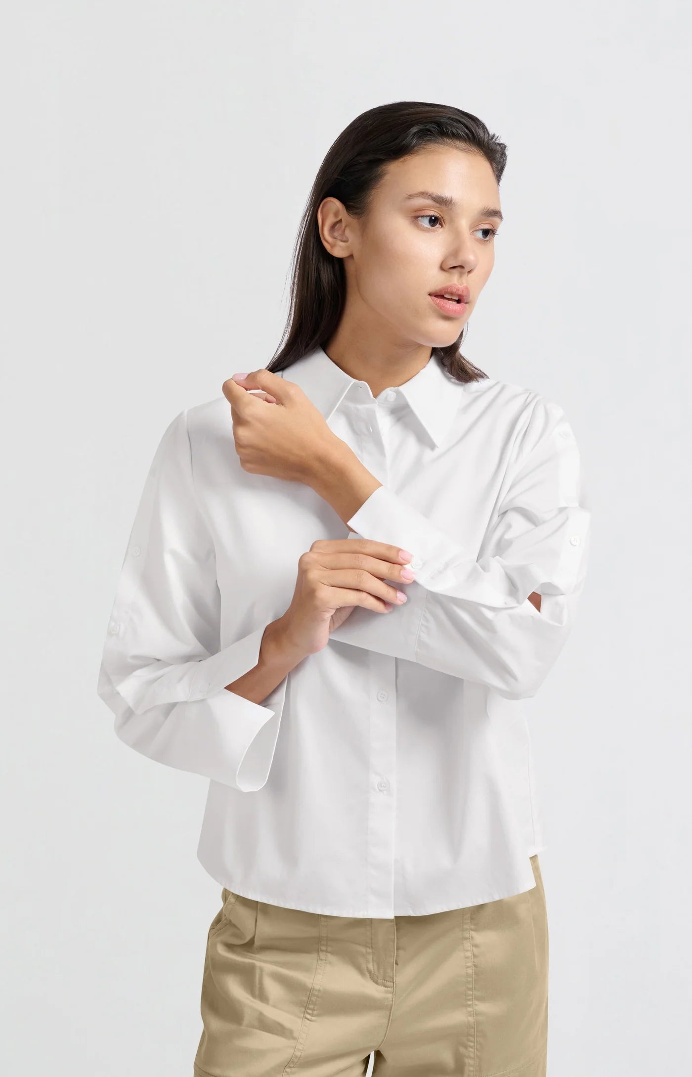 YAYA Cotton Blend White Blouse