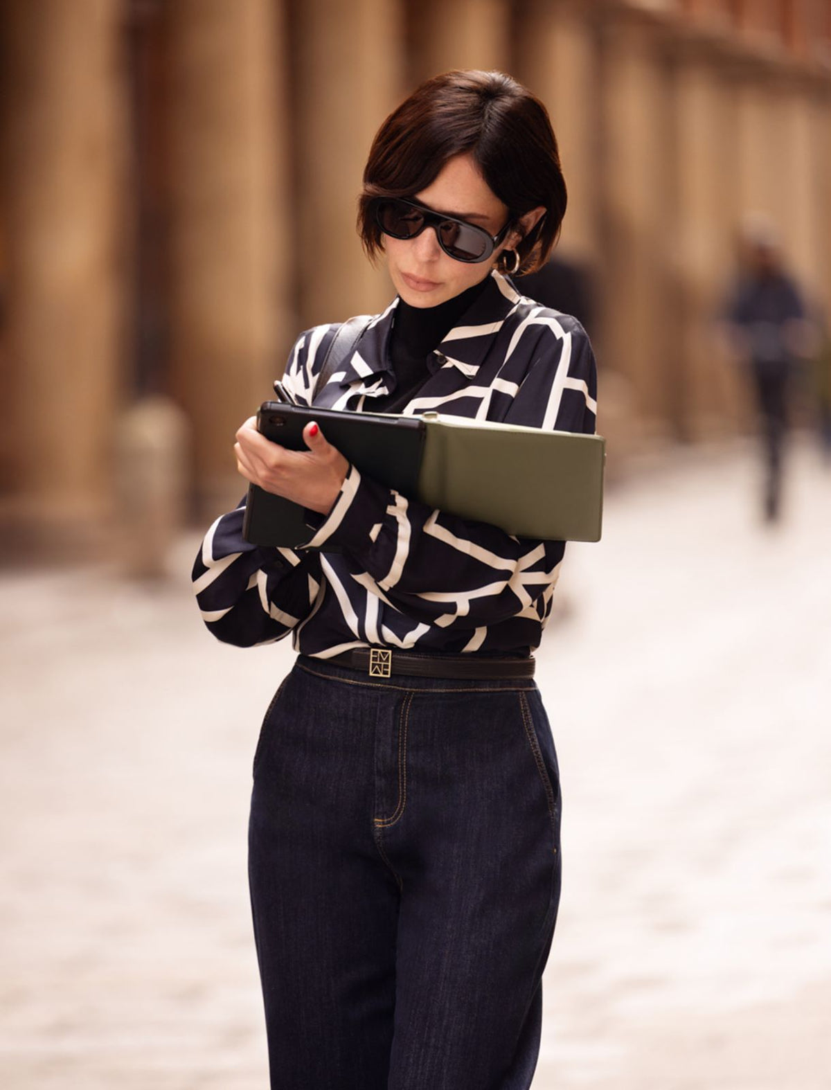 Emme Marella Printed Viscose Twill Shirt in Navy Print