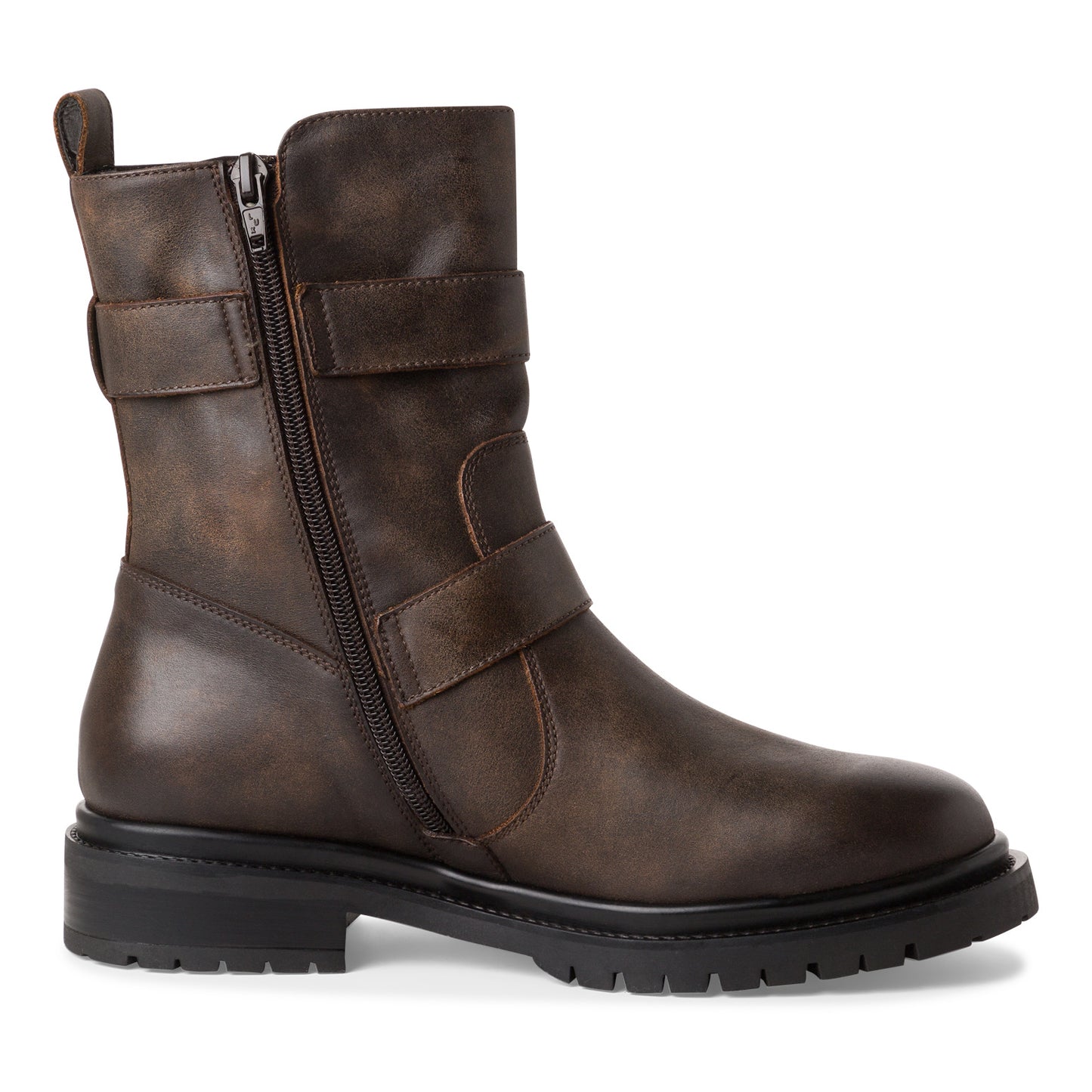 Ankle Biker Boots in Cigar