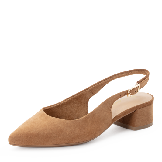 Tamaris Leather Sling Pumps in Cognac