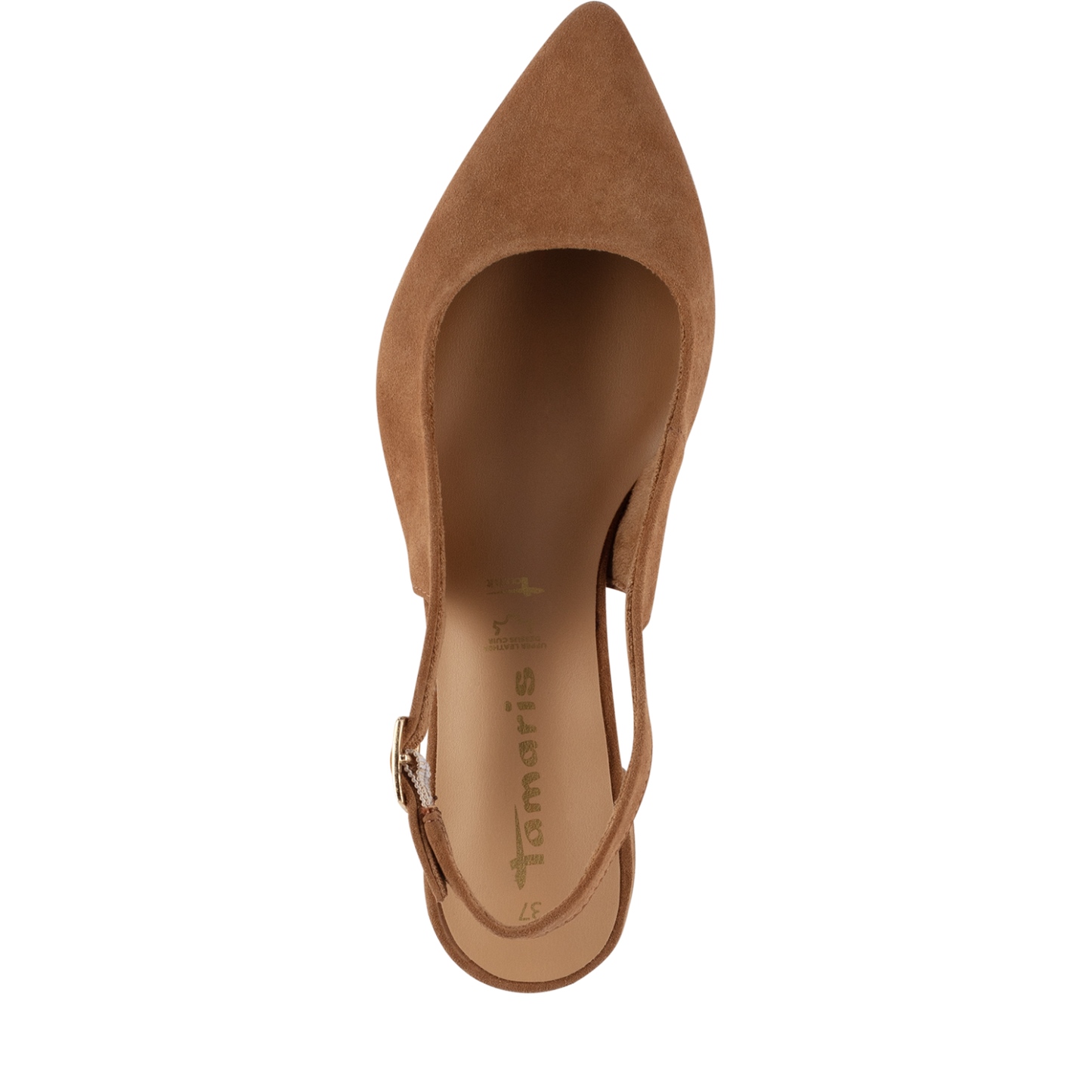 Tamaris Leather Sling Pumps in Cognac