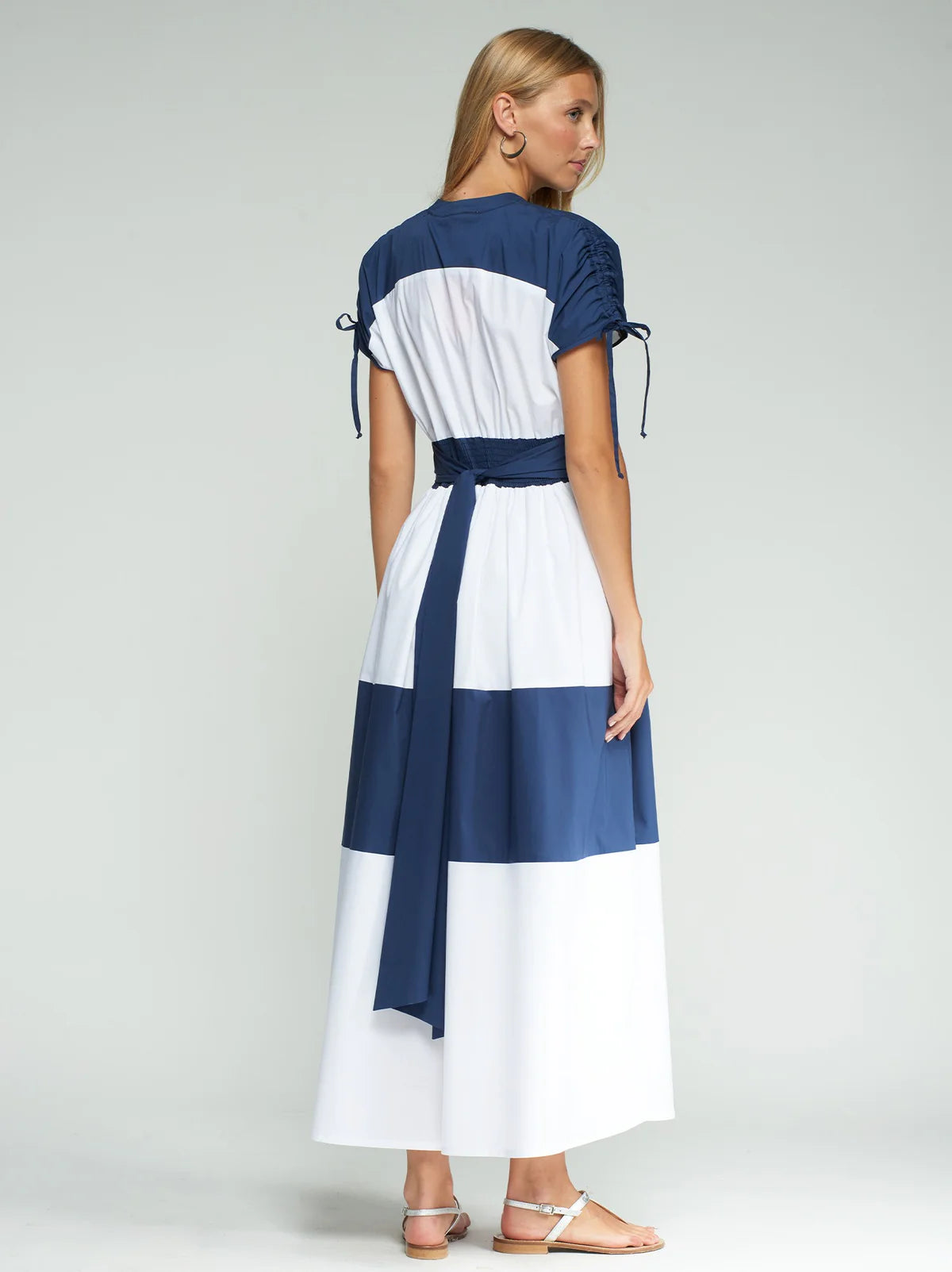 Vilagallo Poplin Dress with Tie Sleeves