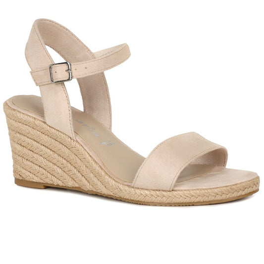 Tamaris Suede Wedge Heel in Nude