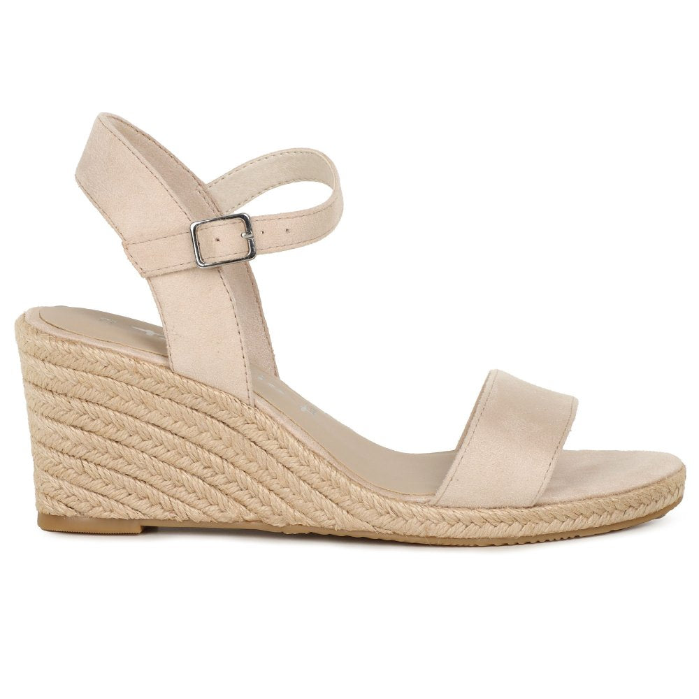 Tamaris Suede Wedge Heel in Nude