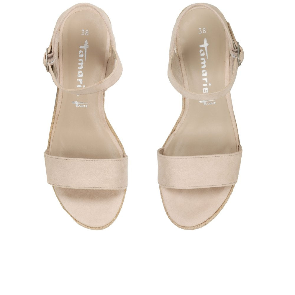 Tamaris Suede Wedge Heel in Nude