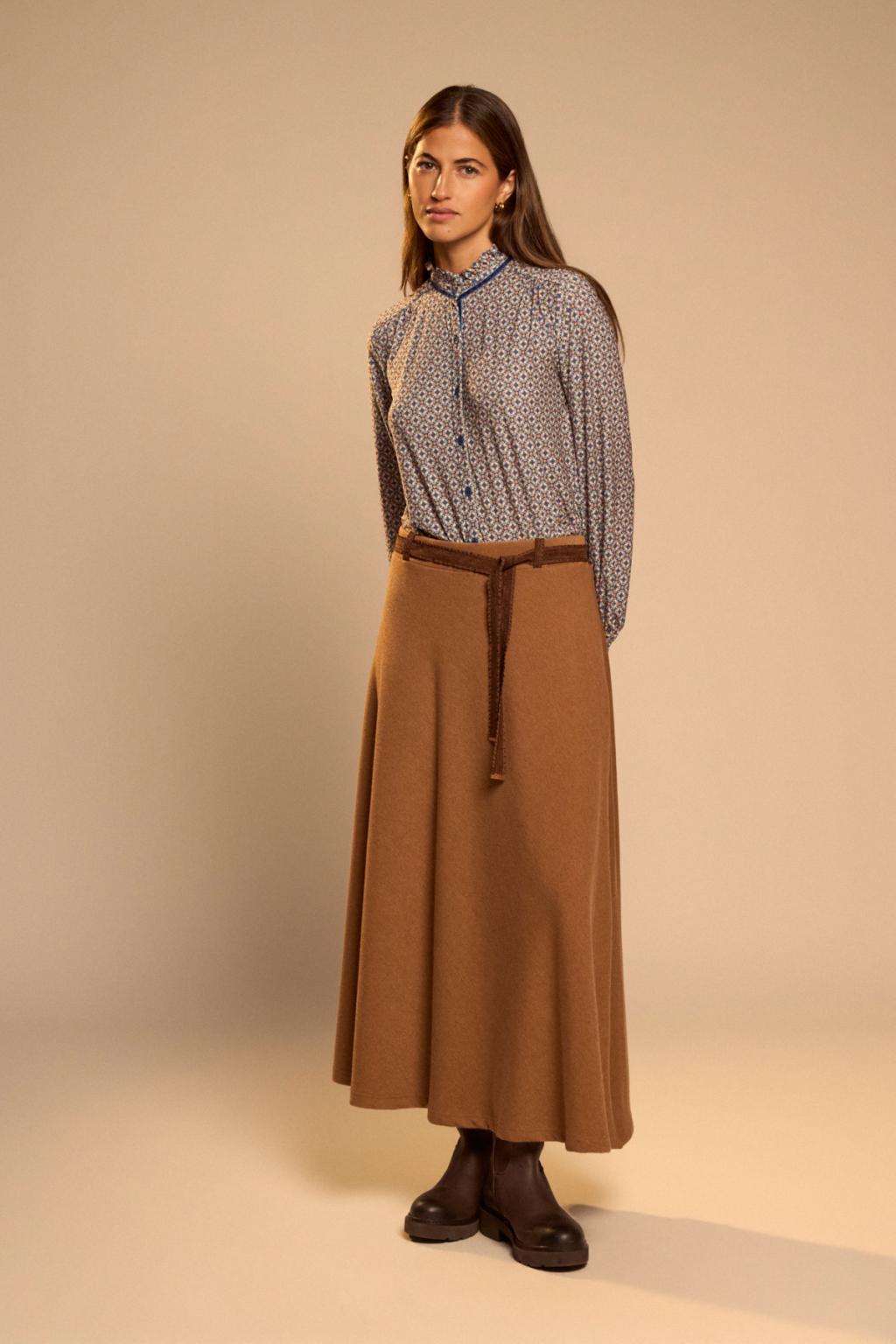 Tinta & Bariloche Encarnacion Ruffle Collar Printed Blouse in Blue