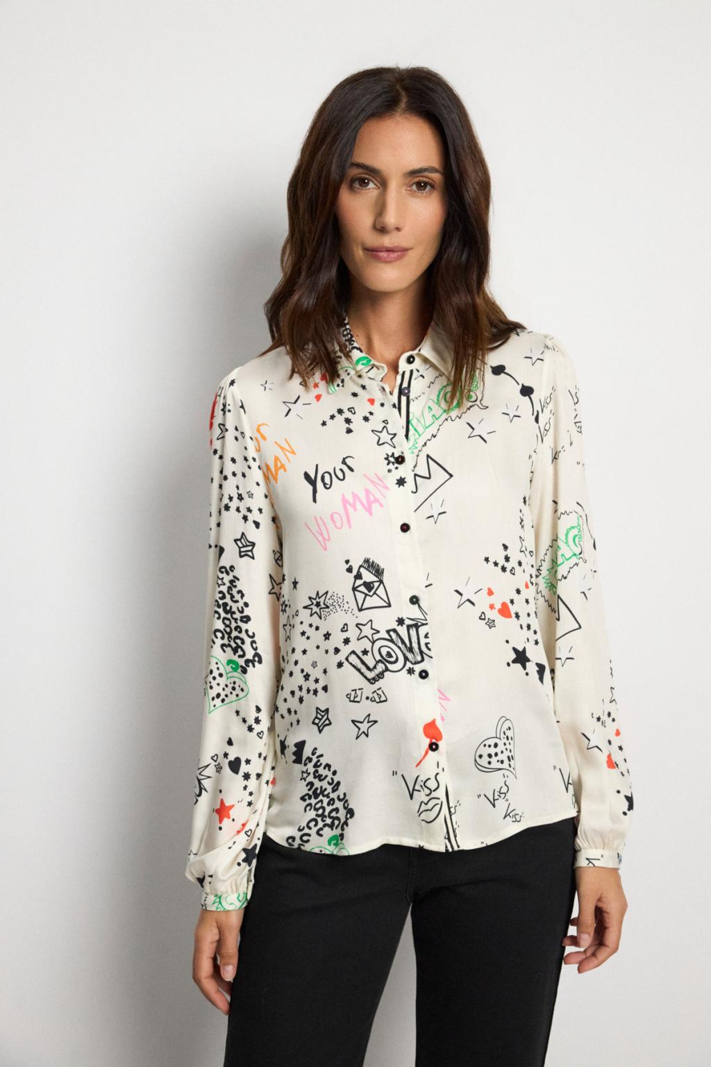 Tinta & Bariloche Ilisa Printed Viscose Shirt in Natural