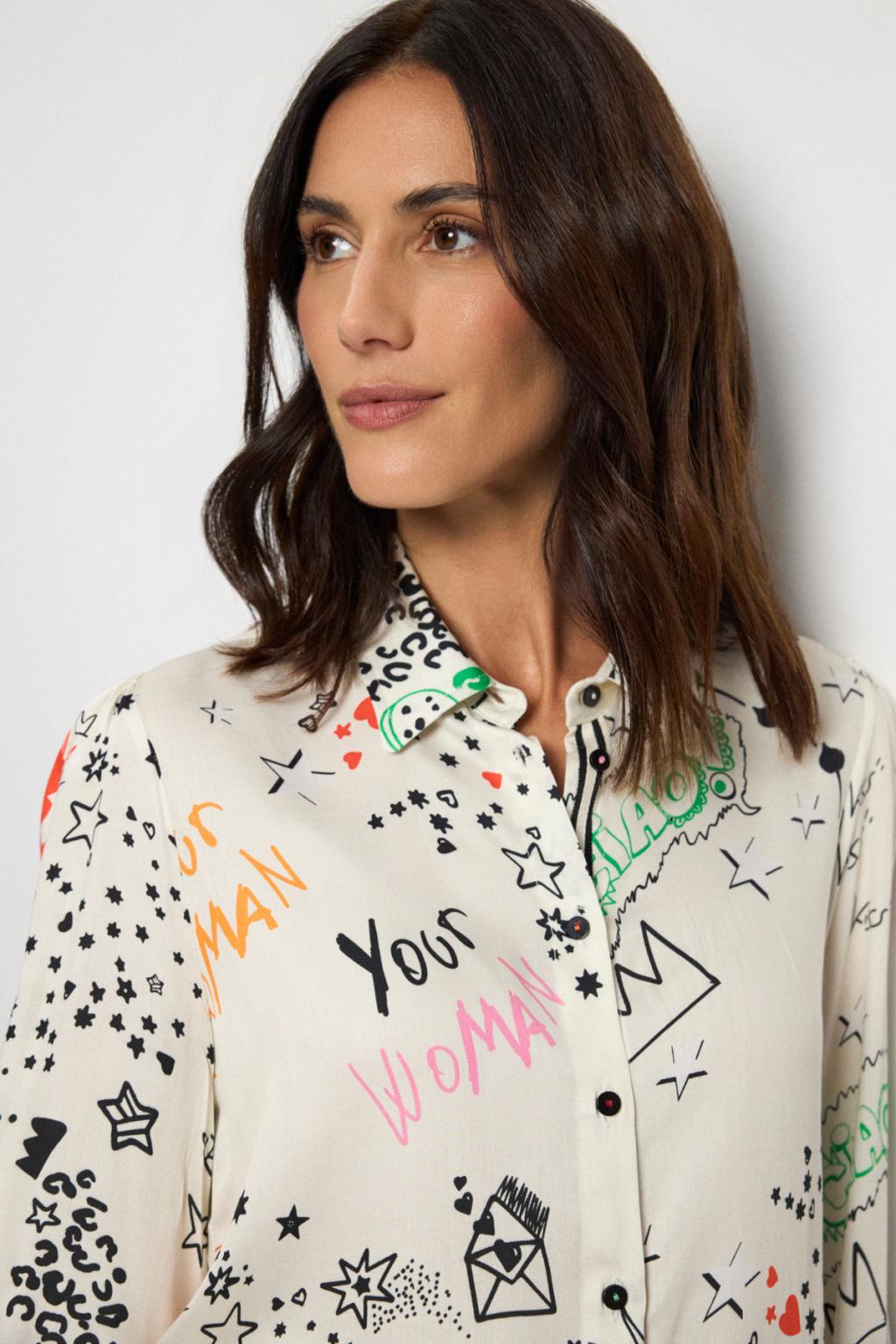 Tinta & Bariloche Ilisa Printed Viscose Shirt in Natural