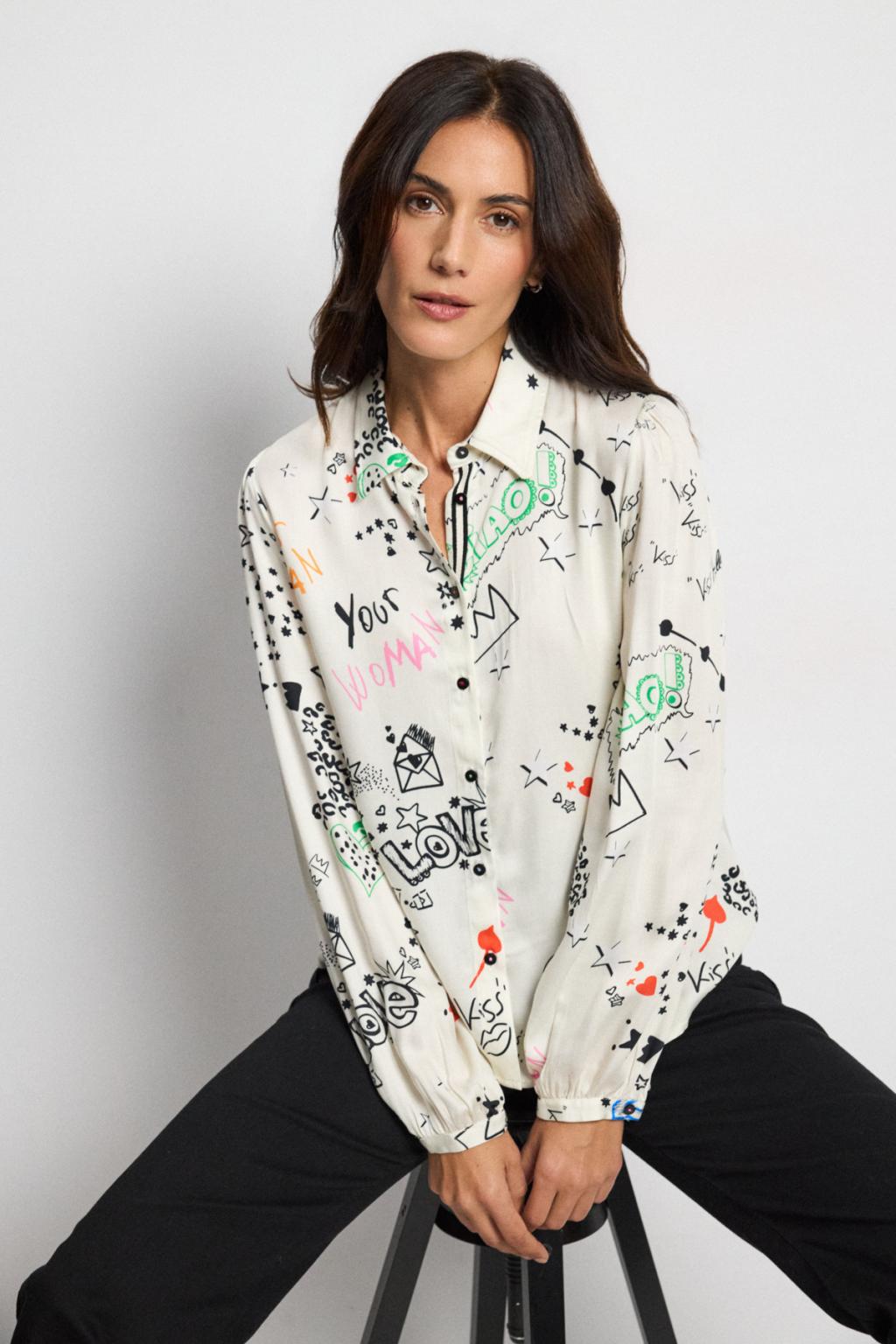 Tinta & Bariloche Ilisa Printed Viscose Shirt in Natural