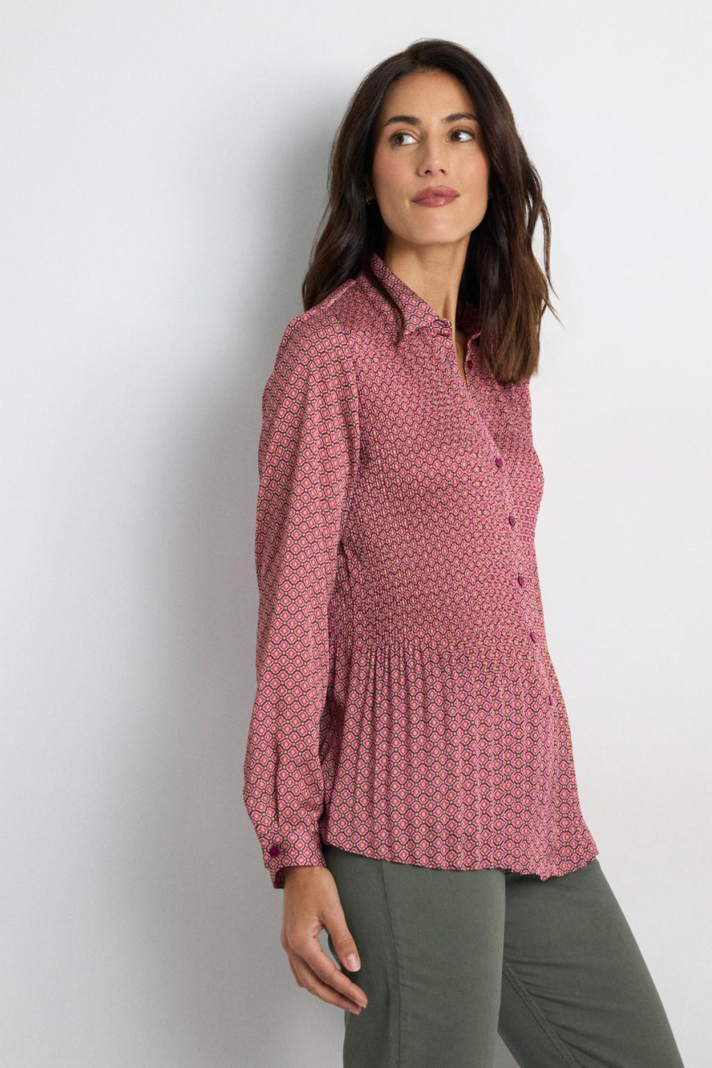 Tinta & Bariloche Ulina Pleated Printed Blouse in Plum