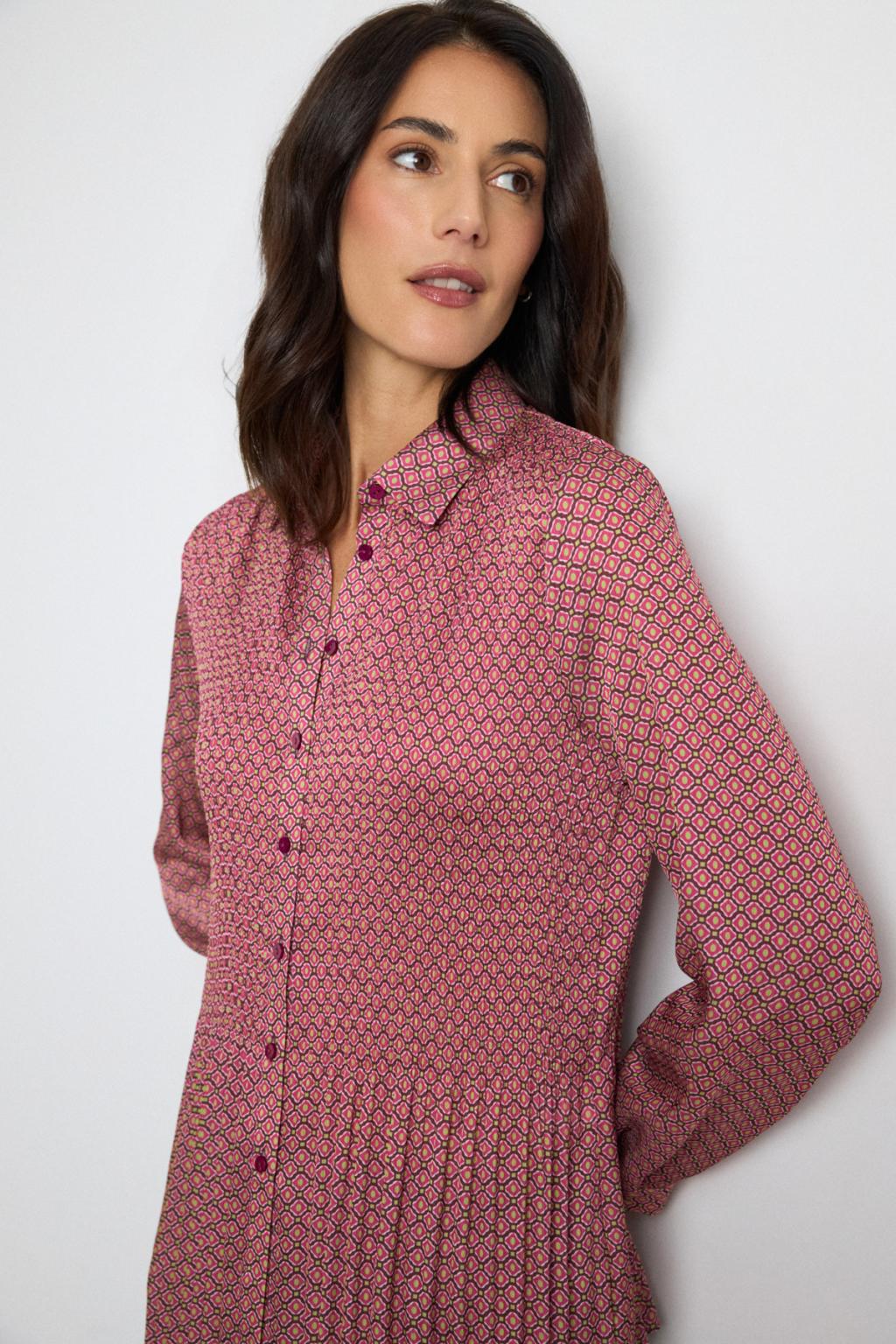 Tinta & Bariloche Ulina Pleated Printed Blouse in Plum